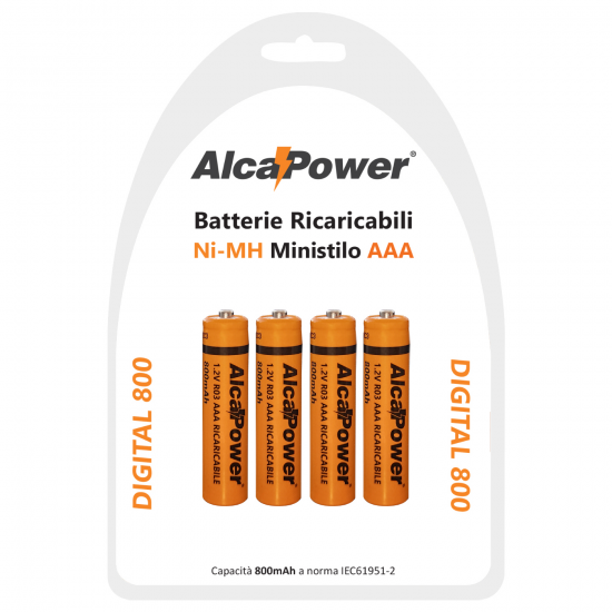 Blister di 4 NI-MH AAA 1.2V Digital 800 - Clicca l'immagine per chiudere
