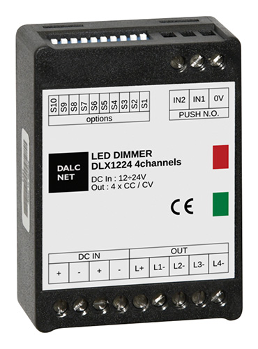 DIMMER DLX1224-4CV 12/24VDC 4*5A 2 N.O.PULSANTI DLX1224-4CV - Clicca l'immagine per chiudere