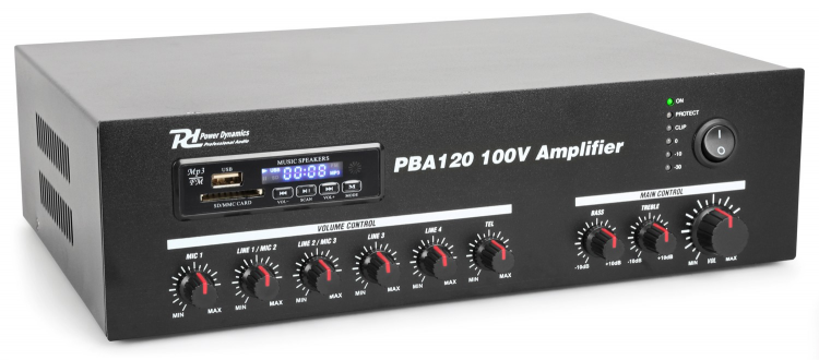 Amplificatore PA 120W 100V /4-16Ω con BT / FM/ SD / USB / MP4 - Clicca l'immagine per chiudere