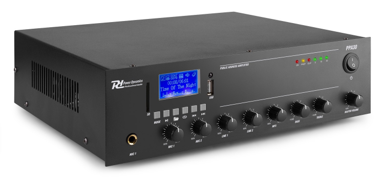 Amplificatore PA 30W 70-100V 8Ω 12V con USB/SD/BT PPA30 - Clicca l'immagine per chiudere
