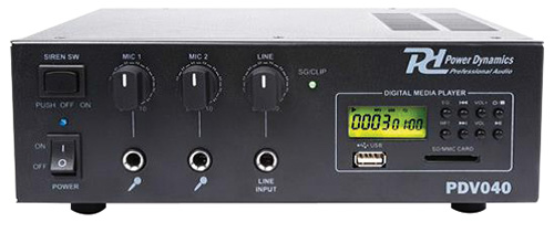 Amplificatore 40W-100v, 8ω, 12v con lettore mp3 952.046 PDV040 - Clicca l'immagine per chiudere