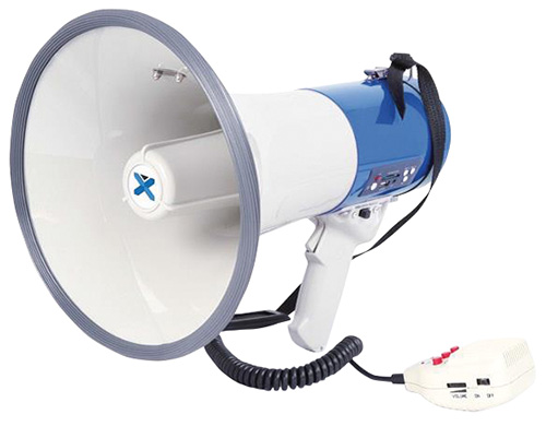 Megafono 65W con registrazione, sirena, microfono, USB, mod. M - Clicca l'immagine per chiudere