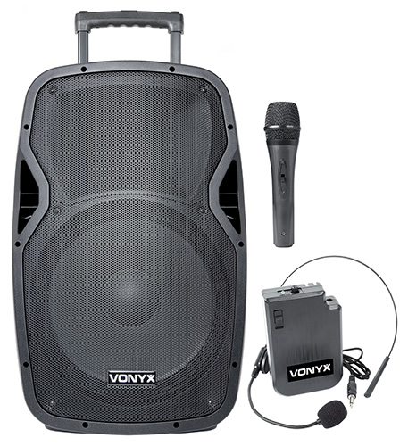 VONYX 550923426 Sistema portatile 15" da 800W con 2 radiomic. - Clicca l'immagine per chiudere