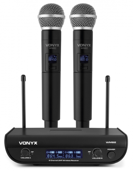 WM82 Set microfonico wireless a 2 canali digitali UHF, con due - Clicca l'immagine per chiudere