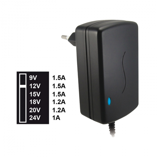Alimentatore Switching 9-12-15-18-20-24 VDC 1.5A - Clicca l'immagine per chiudere